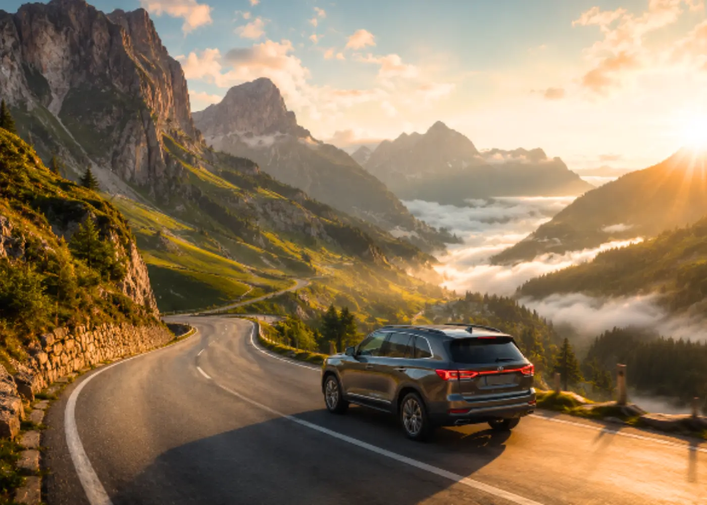 Open highway winding through the mountains