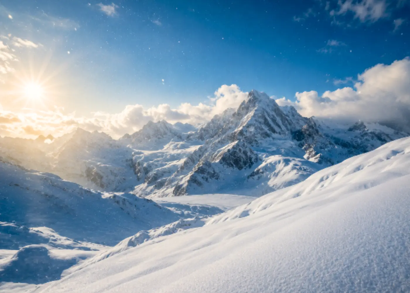 Snow-covered slopes for winter adventures